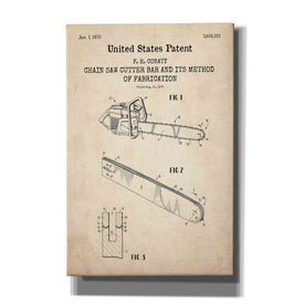 'Chainsaw Blueprint Patent Parchment,' Canvas Wall Art