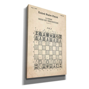 'Chess Blueprint Patent Parchment,' Canvas Wall Art