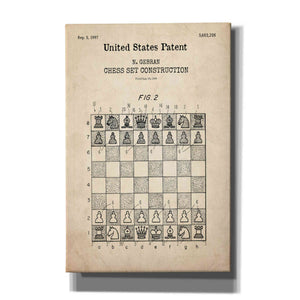 'Chess Blueprint Patent Parchment,' Canvas Wall Art