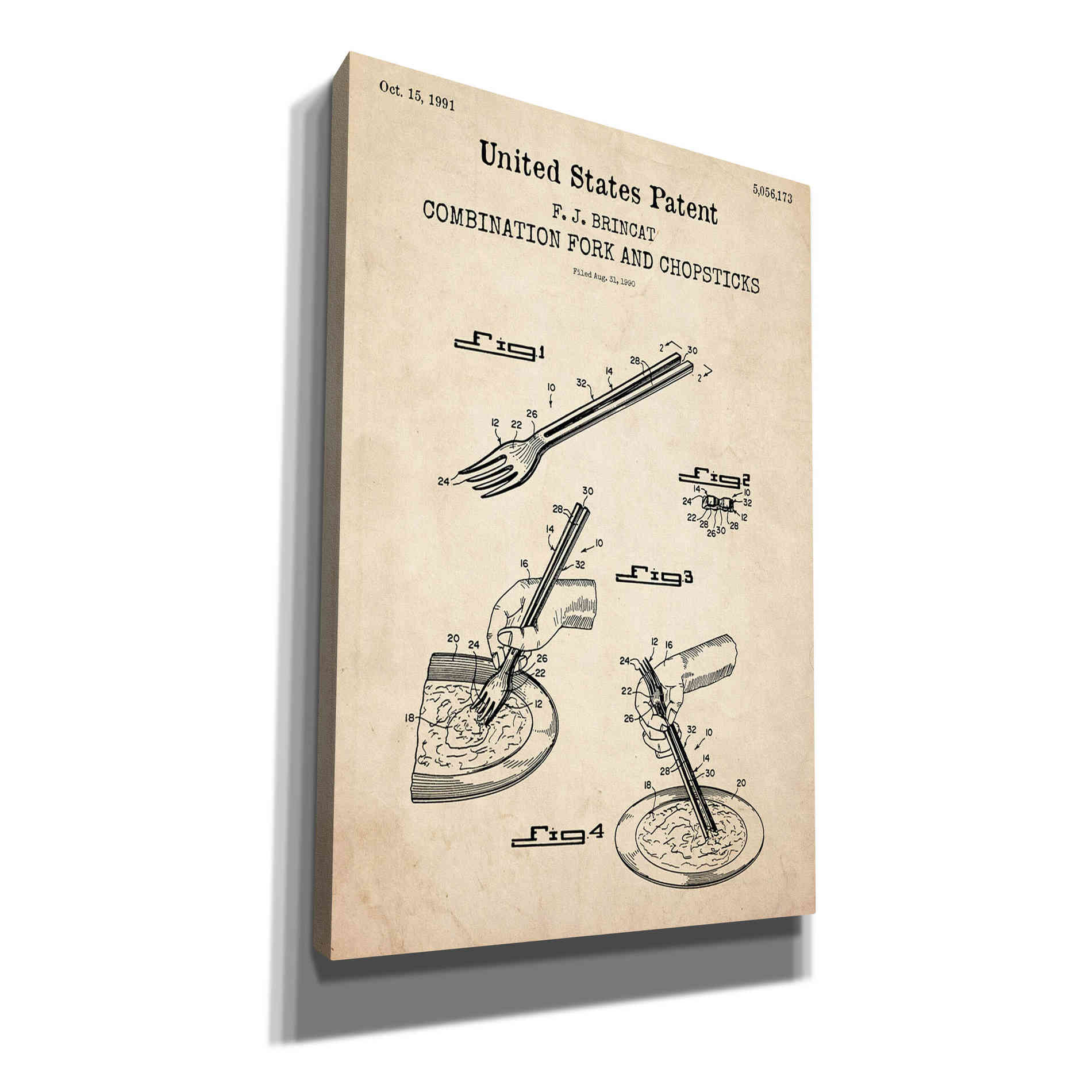 'Chopsticks Blueprint Patent Parchment,' Canvas Wall Art