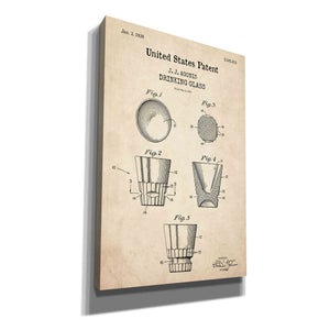 'Drinking Glass Blueprint Patent Parchment,' Canvas Wall Art