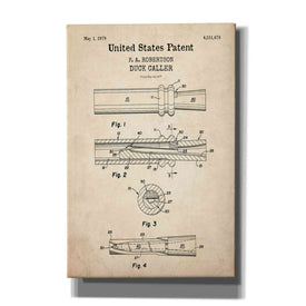 'Duck Caller Blueprint Patent Parchment,' Canvas Wall Art