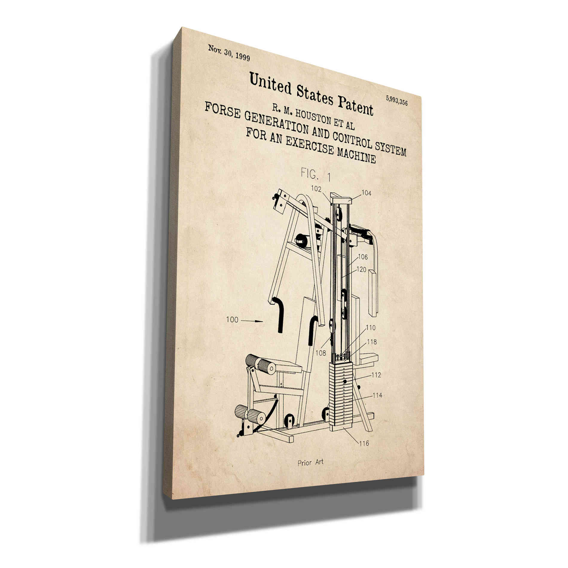 'Exercise Blueprint Patent Parchment,' Canvas Wall Art