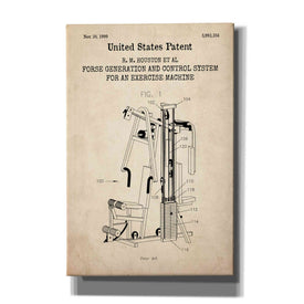 'Exercise Blueprint Patent Parchment,' Canvas Wall Art