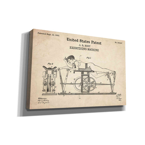 Image of 'Exercising Machine Blueprint Patent Parchment,' Canvas Wall Art