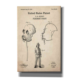 'Fireman's Mask Blueprint Patent Parchment,' Canvas Wall Art