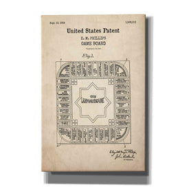 'Game Board Blueprint Patent Parchment,' Canvas Wall Art