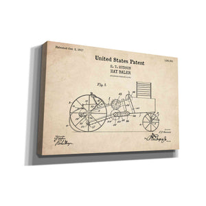 'HayBaler Blueprint Patent Parchment,' Canvas Wall Art