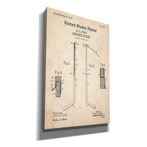 'Hockey Stick Blueprint Patent Parchment,' Canvas Wall Art
