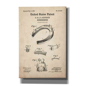 'Horseshoe Blueprint Patent Parchment,' Canvas Wall Art