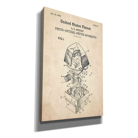 Image of 'Keyboard Key Blueprint Patent Parchment,' Canvas Wall Art