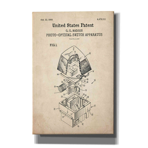 Image of 'Keyboard Key Blueprint Patent Parchment,' Canvas Wall Art