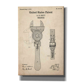 'Wrench Blueprint Patent Parchment,' Canvas Wall Art