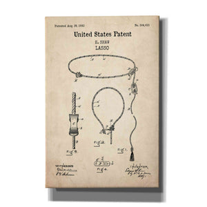 'Lasso Blueprint Patent Parchment,' Canvas Wall Art