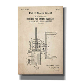 'Noodle Maker Blueprint Patent Parchment,' Canvas Wall Art