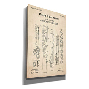 'Oboe Blueprint Patent Parchment,' Canvas Wall Art
