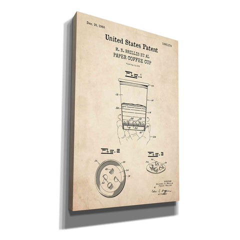 Image of 'Paper Coffee cup Blueprint Patent Parchment,' Canvas Wall Art