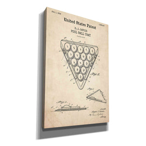 'Pool Ball Tray Blueprint Patent Parchment,' Canvas Wall Art
