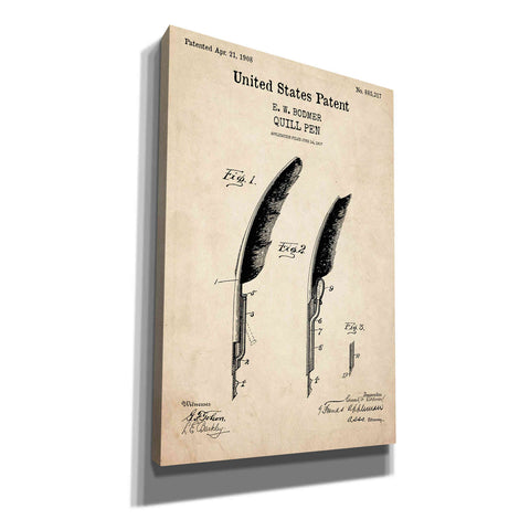 Image of 'Quill Pen Blueprint Patent Parchment,' Canvas Wall Art