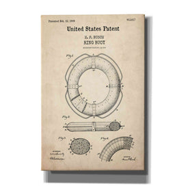 'Ring Blueprint Patent Parchment,' Canvas Wall Art