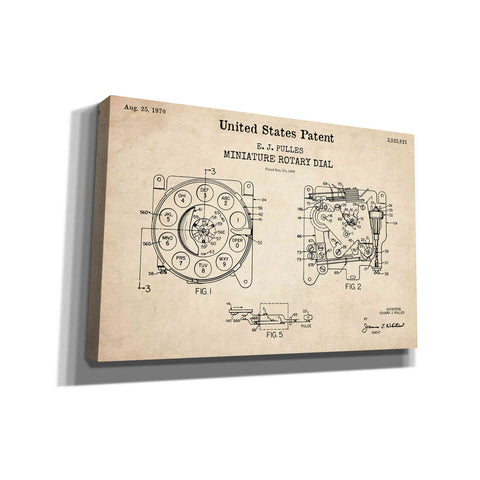 Image of 'Rotary Dial Blueprint Patent Parchment,' Canvas Wall Art
