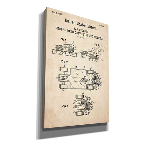 Image of 'Rubber band Blueprint Patent Parchment,' Canvas Wall Art