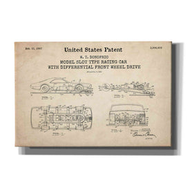 'Racing Car, Model Slot Type Blueprint Patent Parchment,' Canvas Wall Art