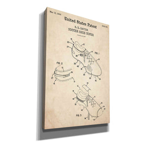 'Soccer Shoe Cover Blueprint Patent Parchment,' Canvas Wall Art
