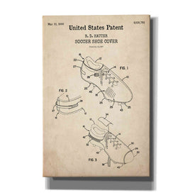 'Soccer Shoe Cover Blueprint Patent Parchment,' Canvas Wall Art