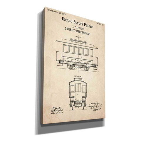 Image of 'Streetcar Blueprint Patent Parchment,' Canvas Wall Art