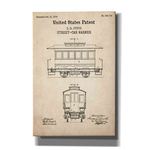 'Streetcar Blueprint Patent Parchment,' Canvas Wall Art