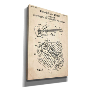'Suspension Bridge Pickup for Guitar Blueprint Patent Parchment,' Canvas Wall Art
