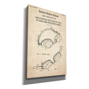 'Swim Goggles Blueprint Patent Parchment,' Canvas Wall Art