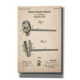 'Tobacco Pipe Blueprint Patent Parchment,' Canvas Wall Art