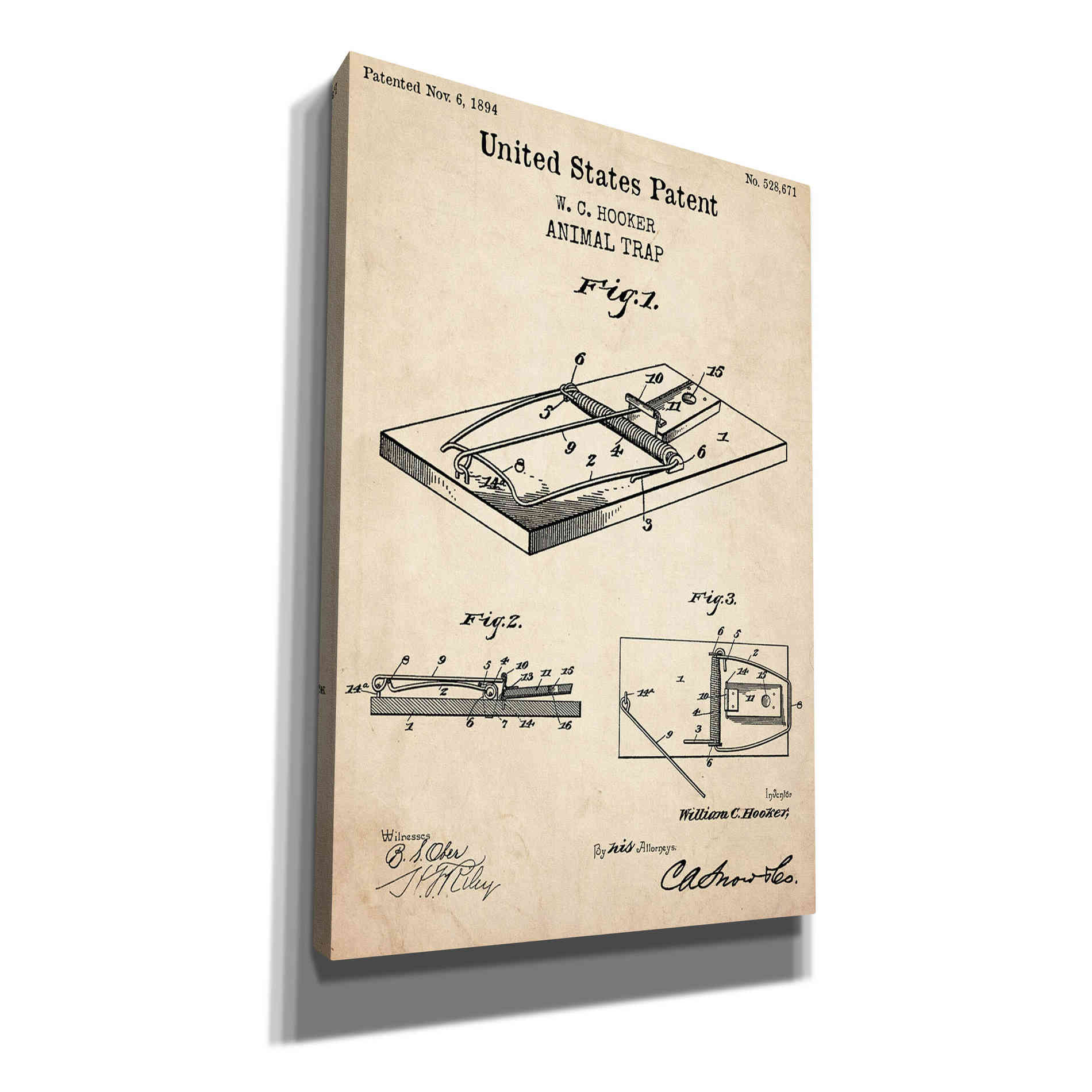 'Trap Blueprint Patent Parchment,' Canvas Wall Art