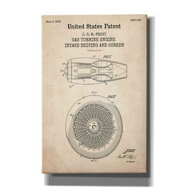 'Gas Turbine Engine Blueprint Patent Parchment,' Canvas Wall Art