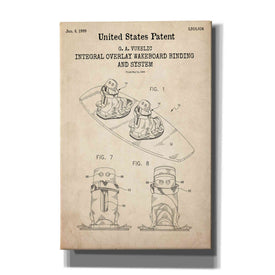 'Integral Overlay Wakeboard Binding and System Blueprint Patent Parchment,' Canvas Wall Art