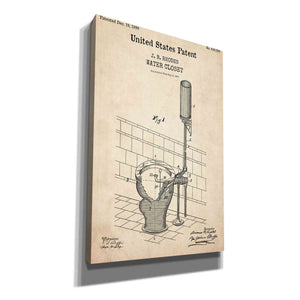 'Water Closet Blueprint Patent Parchment,' Canvas Wall Art