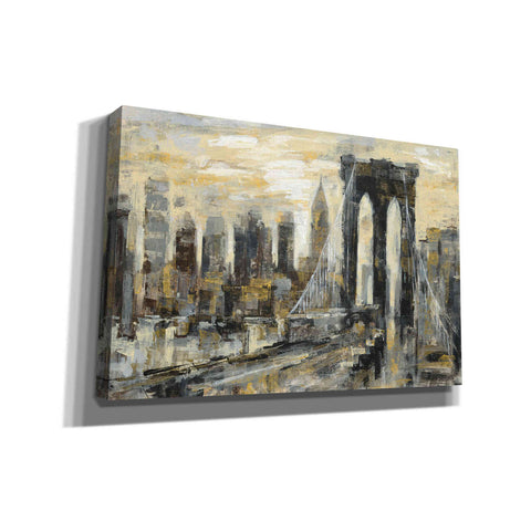 Image of 'Brooklyn Bridge Gray and Gold' by Silvia Vassileva, Canvas Wall Art