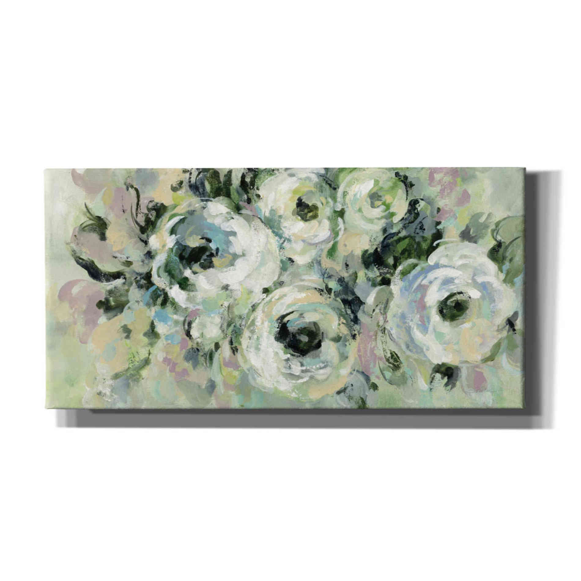 'Sage and Lavender Peonies' by Silvia Vassileva, Canvas Wall Art