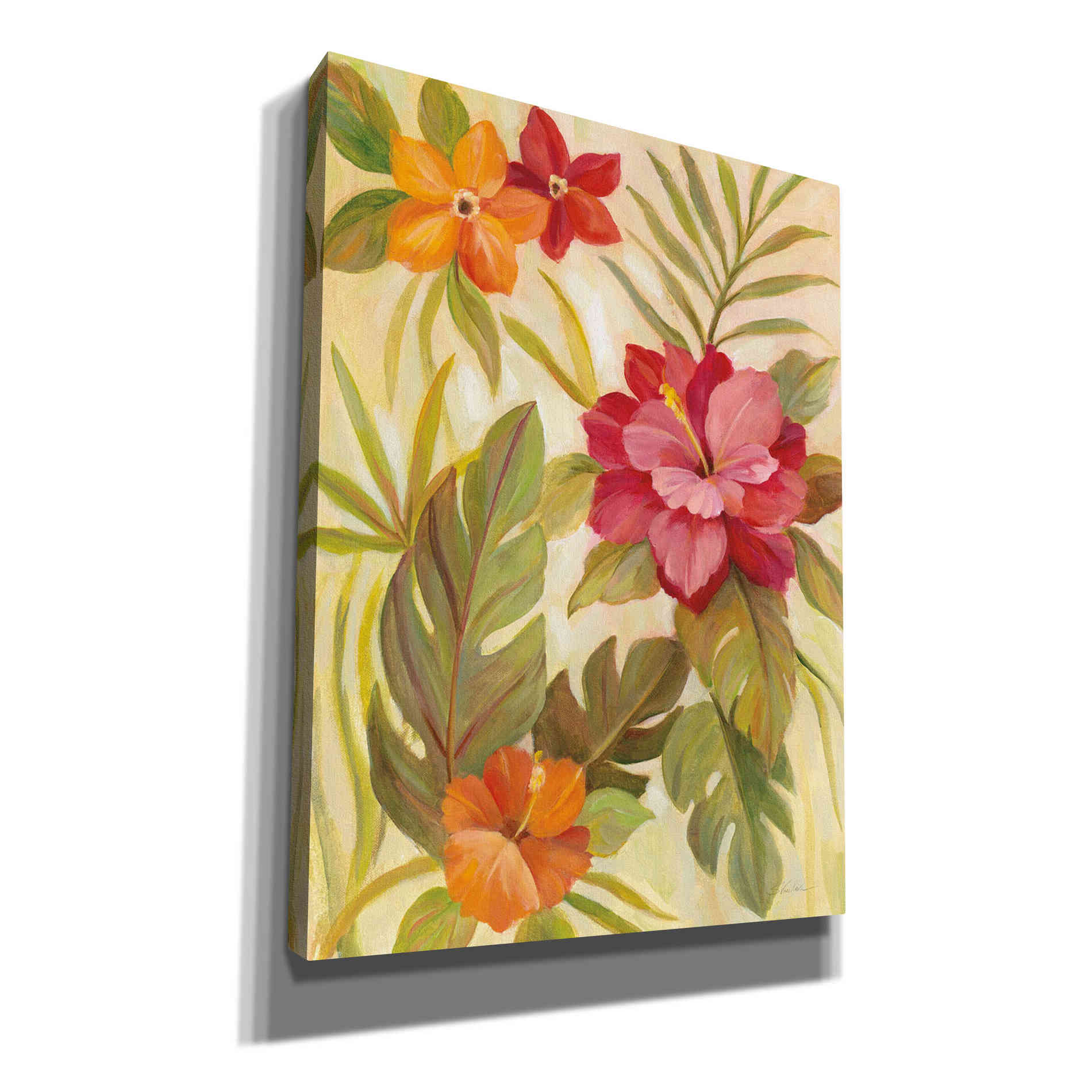 'Coral Tropical Floral II' by Silvia Vassileva, Canvas Wall Art