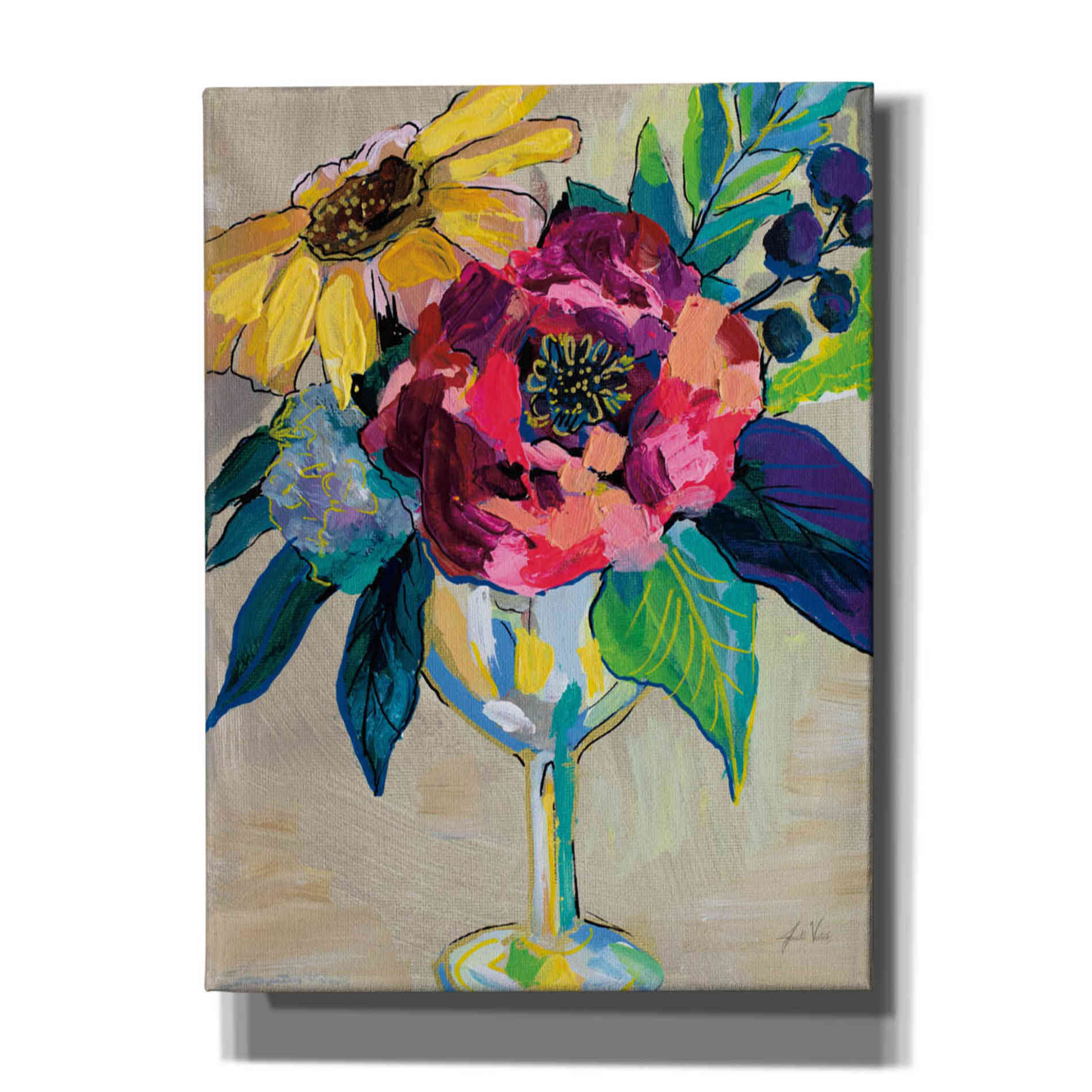 'Cup of Wine' by Jeanette Vertentes, Canvas Wall Art