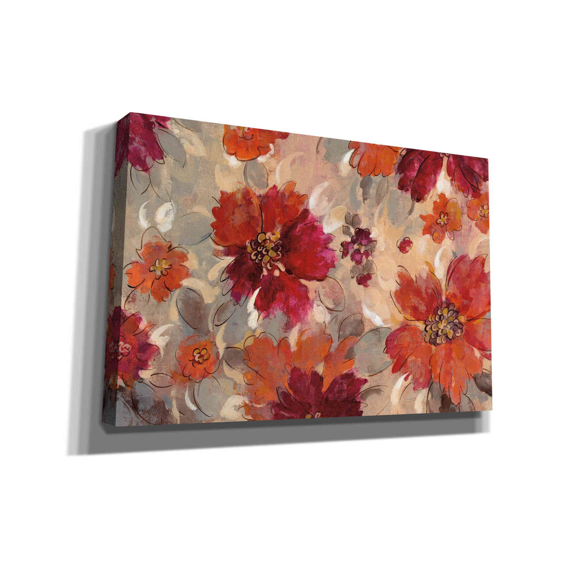 'Magenta and Coral Floral' by Silvia Vassileva, Canvas Wall Art