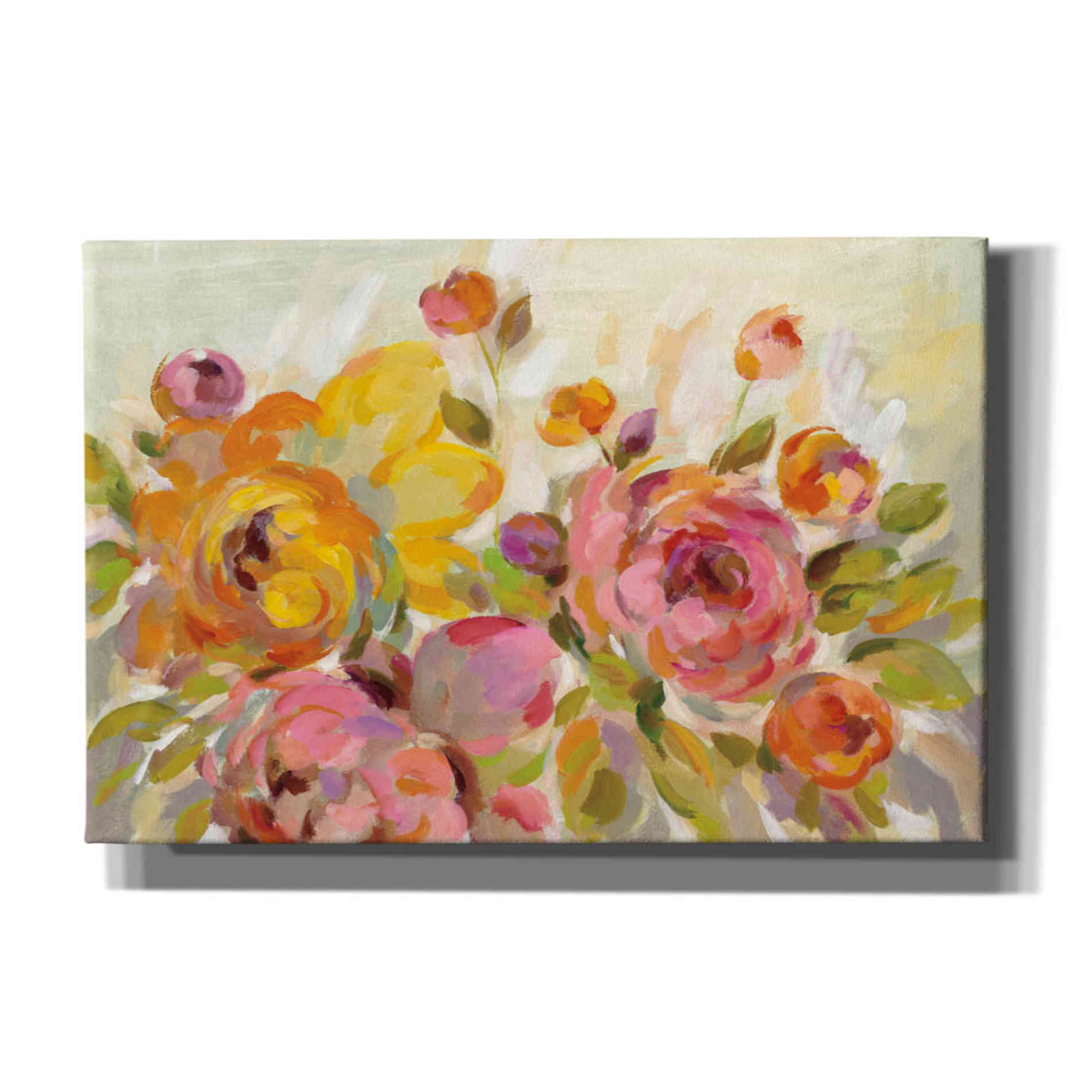 'Brushy Peonies' by Silvia Vassileva, Canvas Wall Art