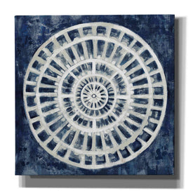'Blue Textured Medallion' by Silvia Vassileva, Canvas Wall Art