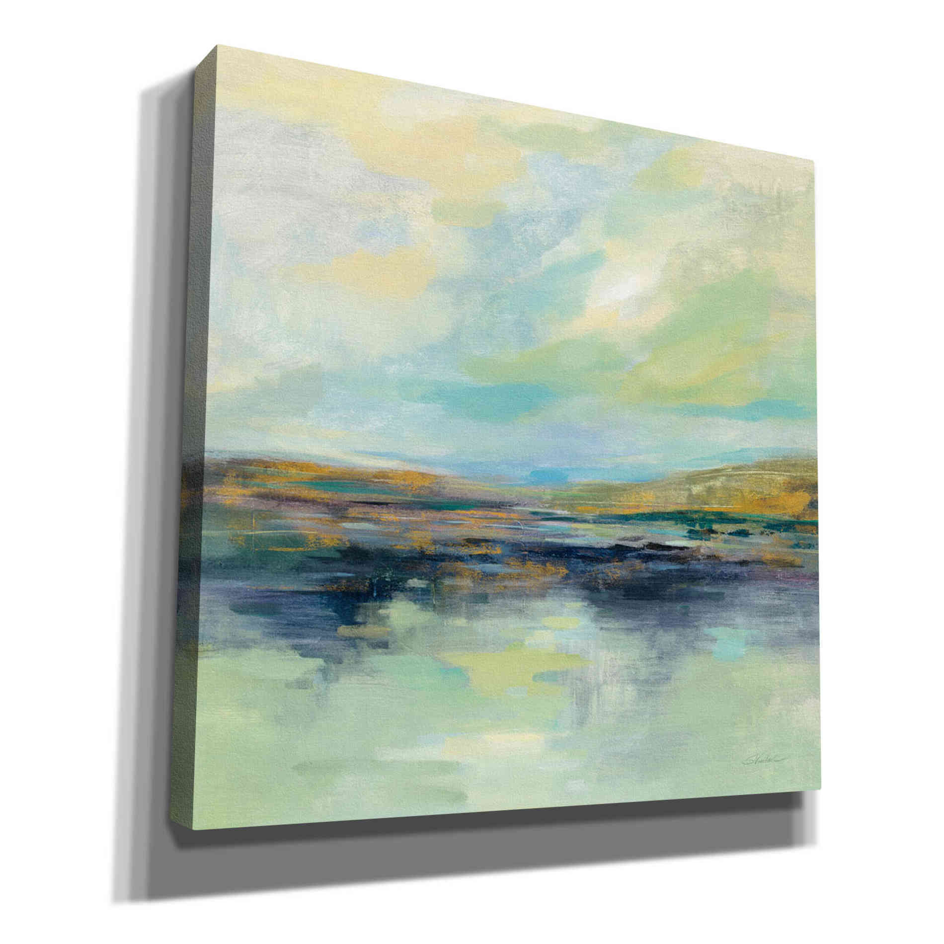 'Golden Fields by the River' by Silvia Vassileva, Canvas Wall Art