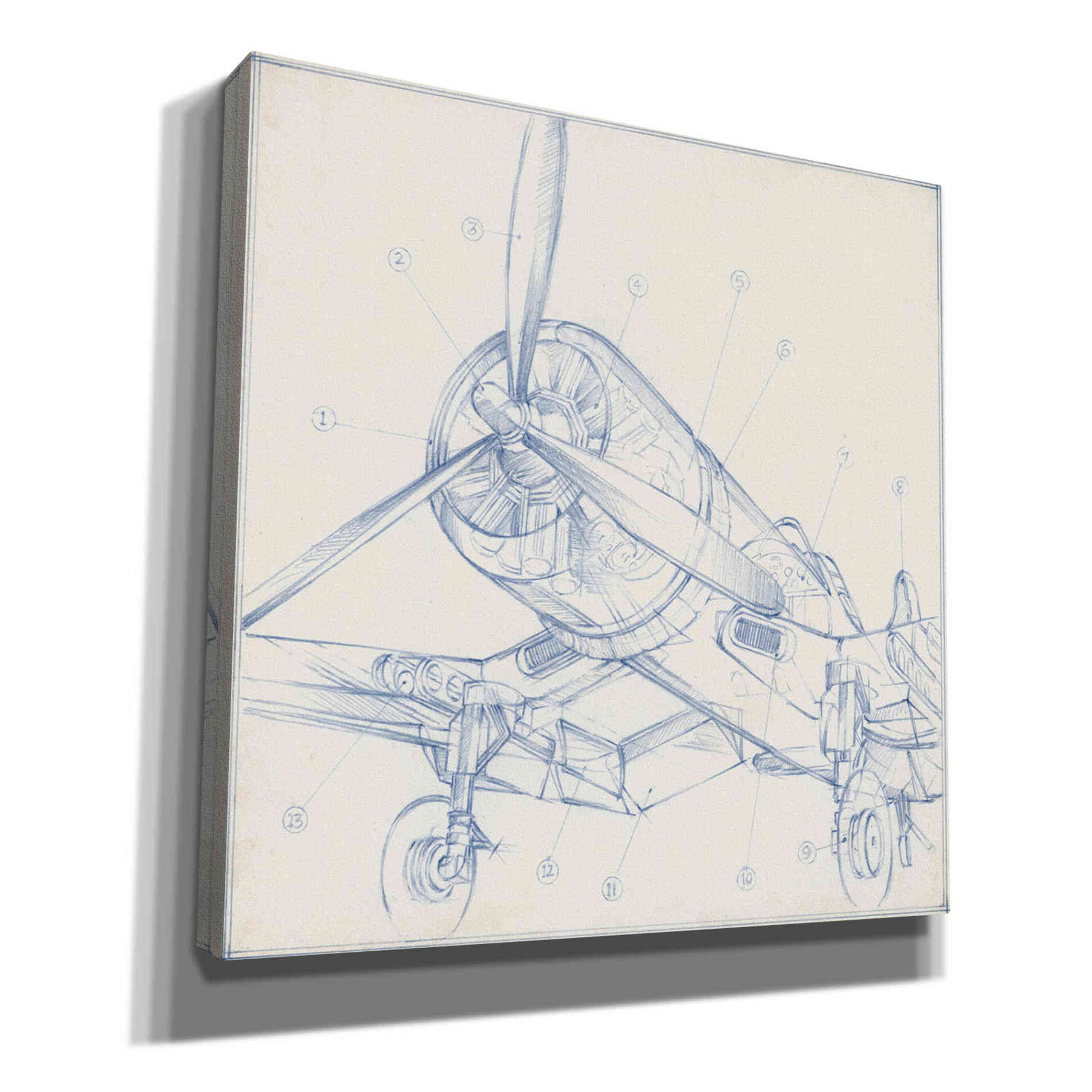 "Airplane Mechanical Sketch II" by Ethan Harper, Canvas Wall Art