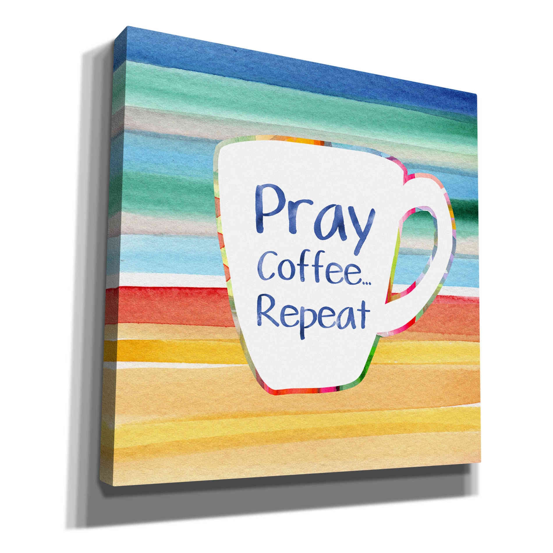 'Pray, Coffee, Repeat' by Linda Woods, Canvas Wall Art
