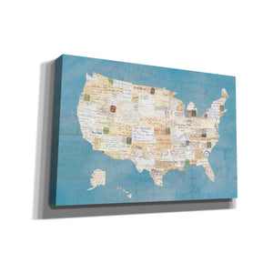 'Vintage USA on Blue' by Courtney Prahl, Canvas Wall Art