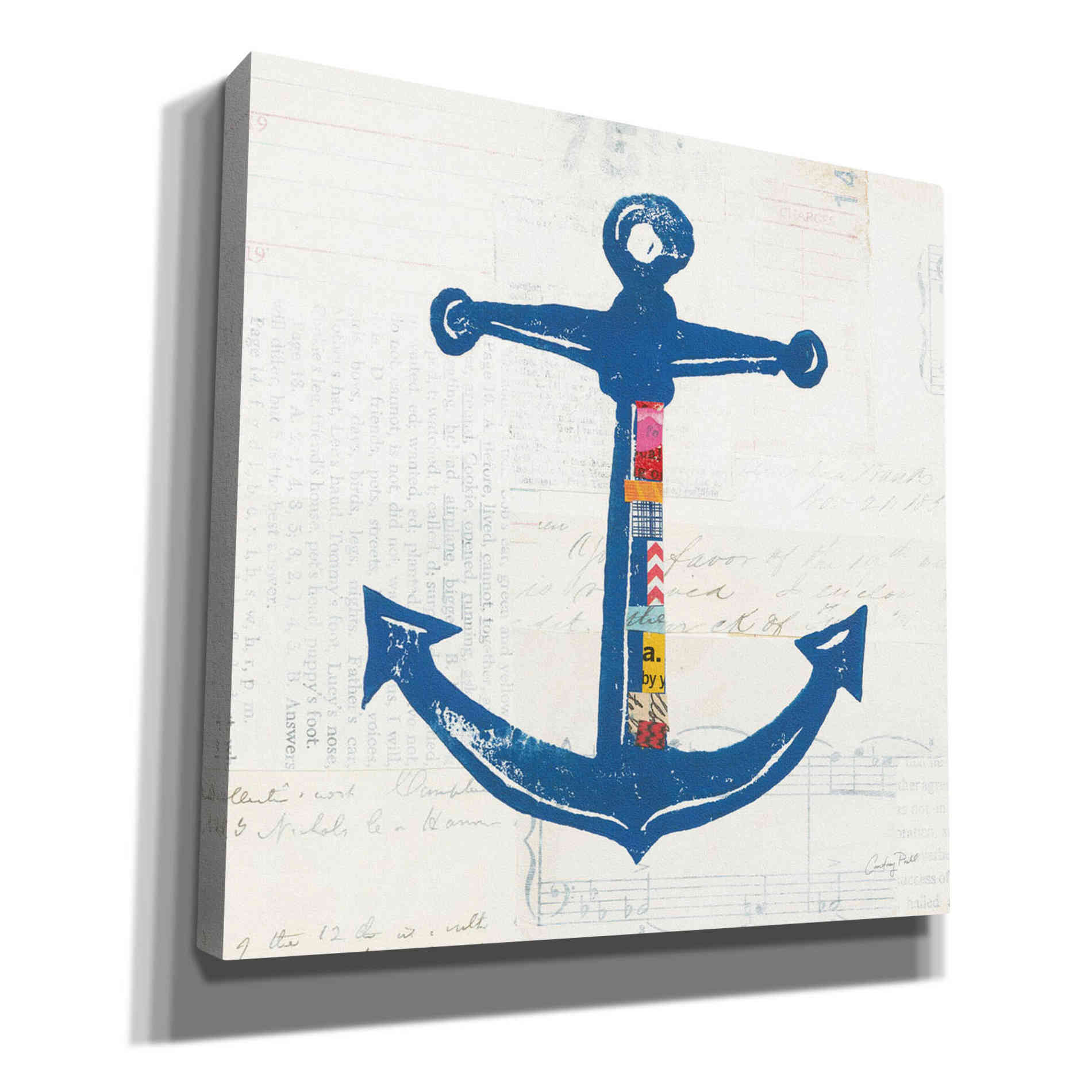 'Nautical Collage III on Newsprint' by Courtney Prahl, Canvas Wall Art